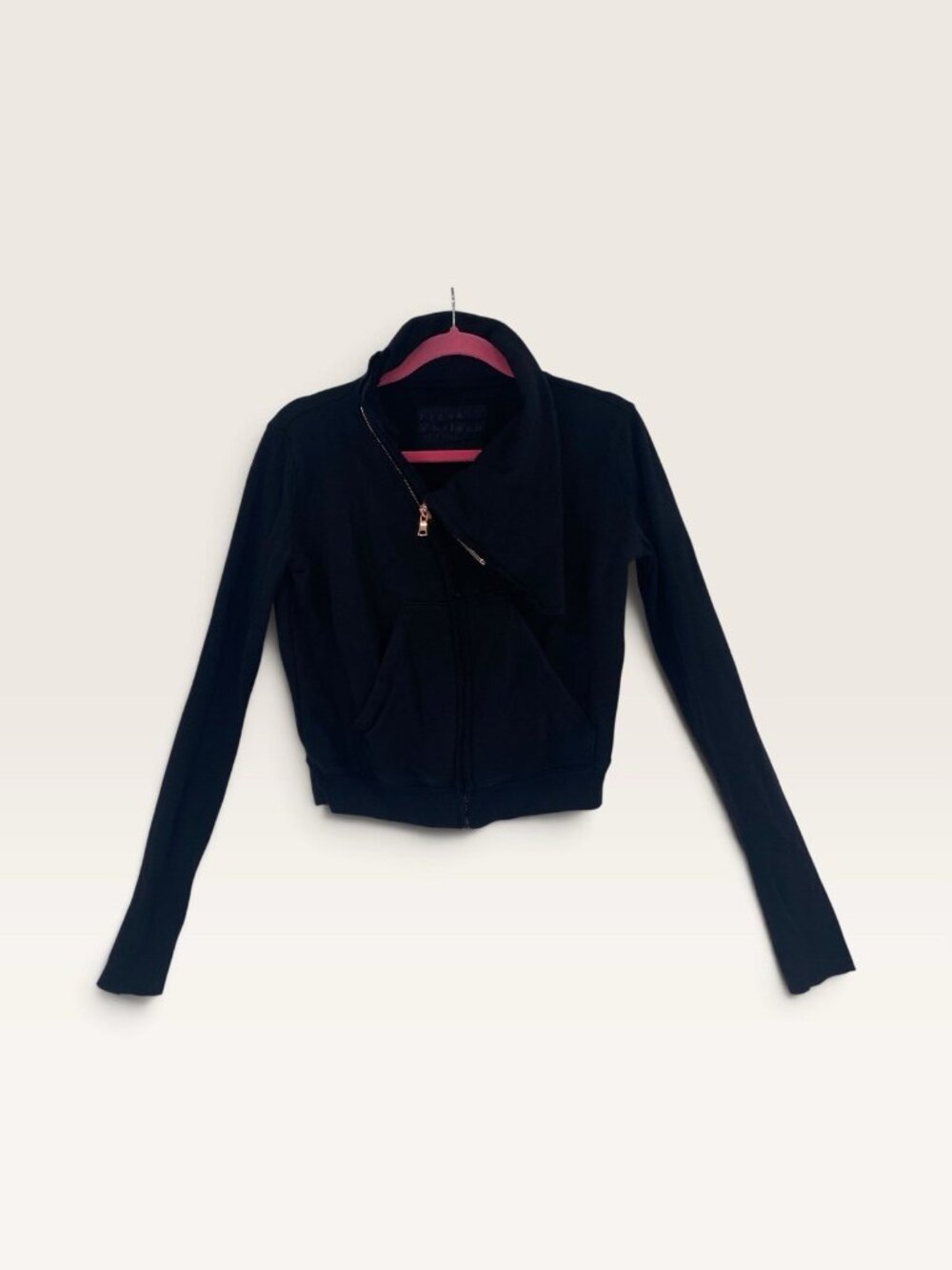 Frank & Eileen XS Tee Lab Black Asymmetric Zip Up Funnel Neck Sweatshirt USA